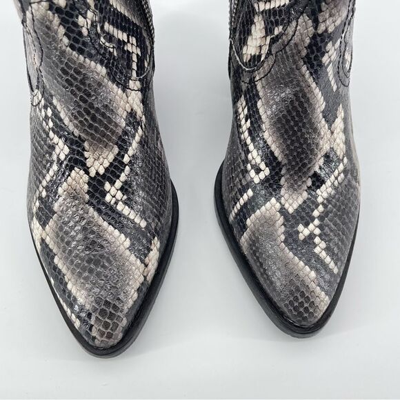 ALLSAINTS Rolene Animal Print Embossed Leather Western Block Heel Boots Size 7 - Picture 4 of 16
